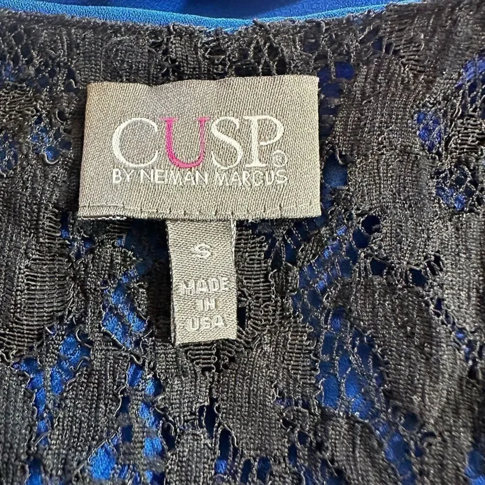 CUSP NEIMAN MARCUS Women's Tiered Overlay Sleeveless Mini Dress Blue Size Small